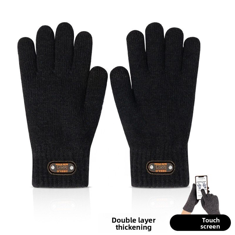 Winter Cycling Gloves Manufacturer - Knitted Double-Layer Thickened Fleece Spandex Needle Touchscreen