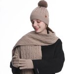Muslim Women's Winter Knitted Set Manufacturer - Popular Hats Scarves Gloves Alpaca Wool Scarf Hat Glove Sets