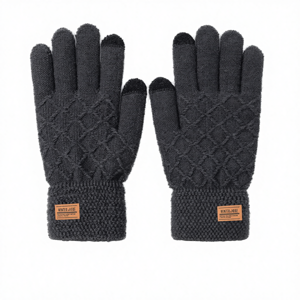 Winter Cycling Gloves Manufacturer - Full Finger Knitted Double-Layer Thickened Fleece Spandex Needle Touchscreen