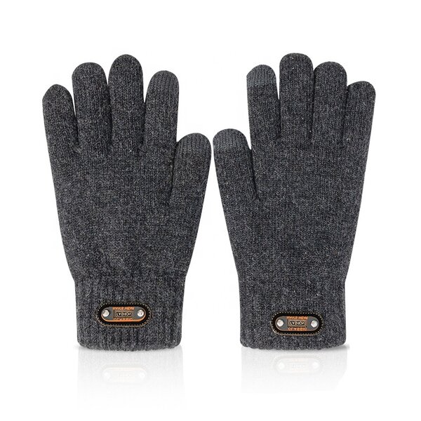 Touchscreen Gloves Manufacturer - Winter Cycling Outdoor Casual Jacquard Knitted Full Finger Thickened Warm Cotton Spandex