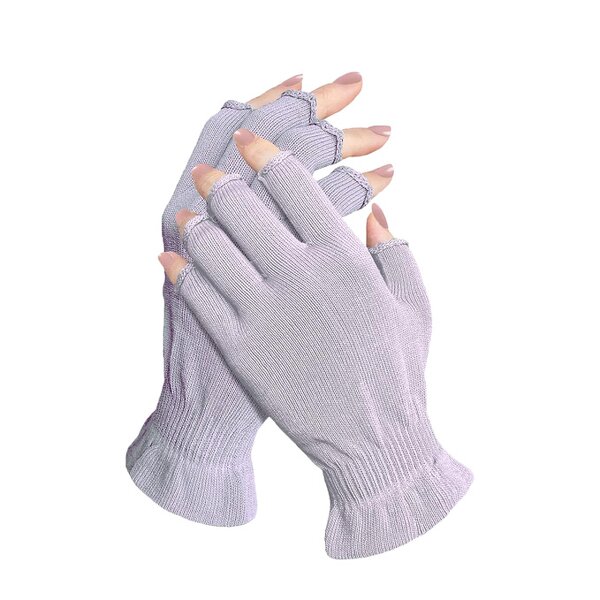 Eczema Safety Gloves - Purple Moisturizing Cotton Anti-Static Fingerless