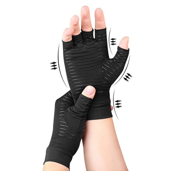 Fingerless Spandex Gloves - Copper Ion for Sports Fitness & Rehabilitation