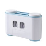 Toothpaste Dispenser Set - Wall Mounted Hands Free with Toothbrush Holder