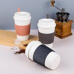 Plastic Travel Mug - Wheat Portable Straw Double Layer Eco Friendly