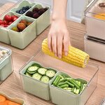 Storage Containers Set - Plastic Rectangular with Lids for Fridge