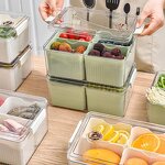 Storage Containers Set - Plastic Rectangular with Lids for Fridge