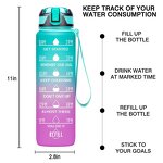 Sports Water Bottle - 32oz BPA-Free Tritan with Straw & Time Marker
