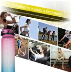 Sports Water Bottle - 32oz BPA-Free Tritan with Straw & Time Marker