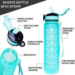 Sports Water Bottle - 32oz BPA-Free Tritan with Straw & Time Marker