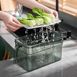 Refrigerator Organizer - Stackable Clear Plastic with Freshness Timer