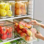 Refrigerator Organizer - Stackable Clear Plastic with Freshness Timer