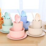 Children's Tableware Set - Wheat Straw Anti-fall Plate Bowl Cup