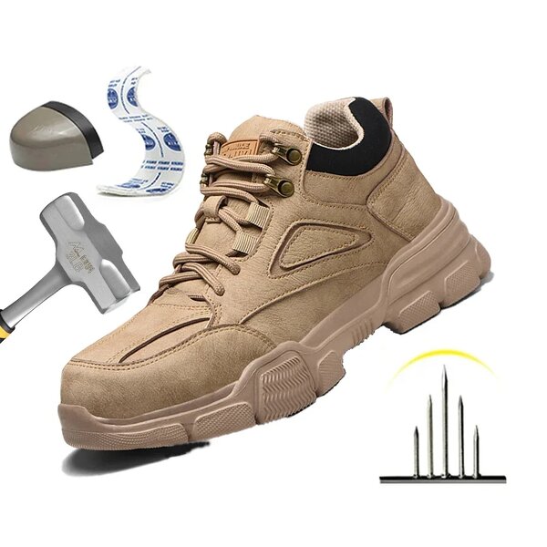 Labor Protection Shoes - Men's Lightweight Steel-Toed Breathable Odor-Proof