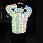 Safety Clothing - Holographic Stripe Reflective Men's Hip Hop Streetwear