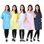 Dust-Free Workwear - Unisex Anti-Static Short Sleeve White Blue Striped