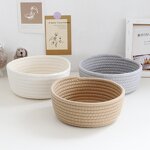 Woven Storage Basket - Hand-made Cotton Rope for Desktop Sundries