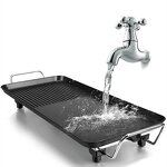 Electric BBQ Grill - Smokeless Metal Indoor with Safety Button Control