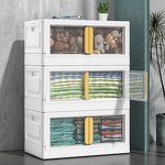 Kids Storage Bins - Collapsible Plastic with Lids for Closet Organizer