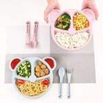 Baby Tableware Set - Silicone Bowl Plate Spoon Non-Slip for Kids
