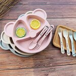 Baby Tableware Set - Silicone Bowl Plate Spoon Non-Slip for Kids