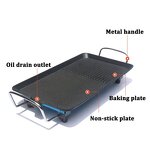 Electric BBQ Grill - Smokeless Metal Indoor with Safety Button Control