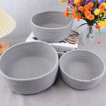 Woven Storage Basket - Hand-made Cotton Rope for Desktop Sundries