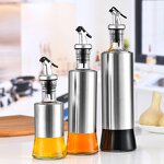 Oil Dispenser Bottle - Glass Stainless Steel for Kitchen Oil & Vinegar