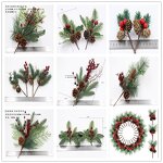 Red Berry Picks - Artificial Branches with Pine Cones for Christmas Decoration