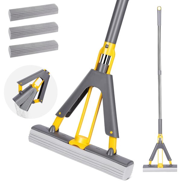 Telescopic Mop - 360 Swivel Steel Adjustable for Tub Tile Floor Window