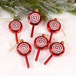 Christmas Tree Ornaments - Lollipop-Shaped Painted Plastic Hanging Pendant