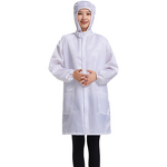 Hooded Coat - White Anti-Static Dust-Free for Breeding & Electrostatic Safety