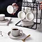 Ceramic Cup Set - Customized Colored Glaze Gold Rim for Coffee & Tea