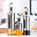 Oil Dispenser Bottle - Glass Stainless Steel for Kitchen Oil & Vinegar