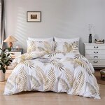 Comforter Set - Luxury Golden Leaf Duvet Cover for Bedroom Bedding