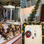 Christmas Garland - 2.7M PVC with Lights Pine Wreath & Mantel Cane