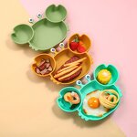 Baby Dinner Set - 100% Silicone Crab Tray Spoon Fork BPA-Free