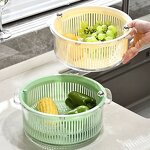 Salad Drain Basket - Multi-Functional Double-Layer Rotating for Kitchen