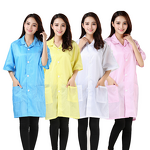 Dust-Free Workwear - Unisex Anti-Static Short Sleeve White Blue Striped