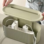 Cable Management Box - Plastic Organizer for Power Strip & Wires