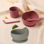 Baby Feeding Set - BPA Free Bamboo Broken Resistant Plate Bowl Suction