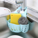 Sink Drain Rack - Plastic with Hanging Basket for Sponge & Vegetables