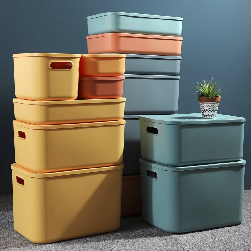 Storage Boxes - Plastic with Lid for Desk Toy Cosmetic Household