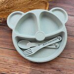 Baby Tableware Set - Silicone Bowl Plate Spoon Non-Slip for Kids