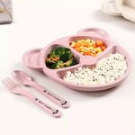 Baby Tableware Set - Silicone Bowl Plate Spoon Non-Slip for Kids