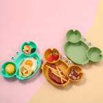 Baby Dinner Set - 100% Silicone Crab Tray Spoon Fork BPA-Free