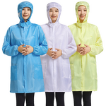 Hooded Coat - White Anti-Static Dust-Free for Breeding & Electrostatic Safety