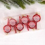 Christmas Tree Ornaments - Lollipop-Shaped Painted Plastic Hanging Pendant