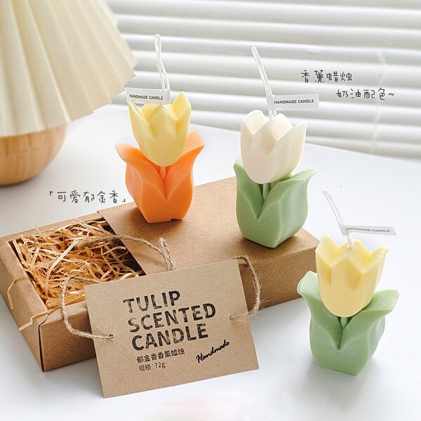 Soy Wax Candle - Flower Shaped Multi-Color for Bars Christmas Easter
