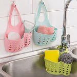 Sink Drain Rack - Plastic with Hanging Basket for Sponge & Vegetables