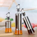 Oil Dispenser Bottle - Glass Stainless Steel for Kitchen Oil & Vinegar